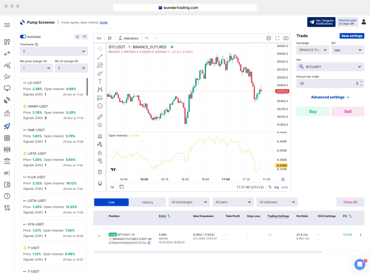 Pump Screener preview